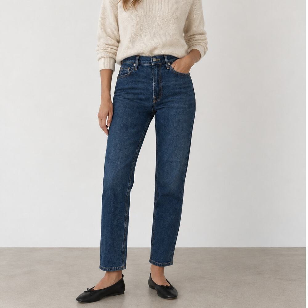 Everlane Original Cheeky Jean Women’s 32R Dark Wash High Rise Straight Leg Denim